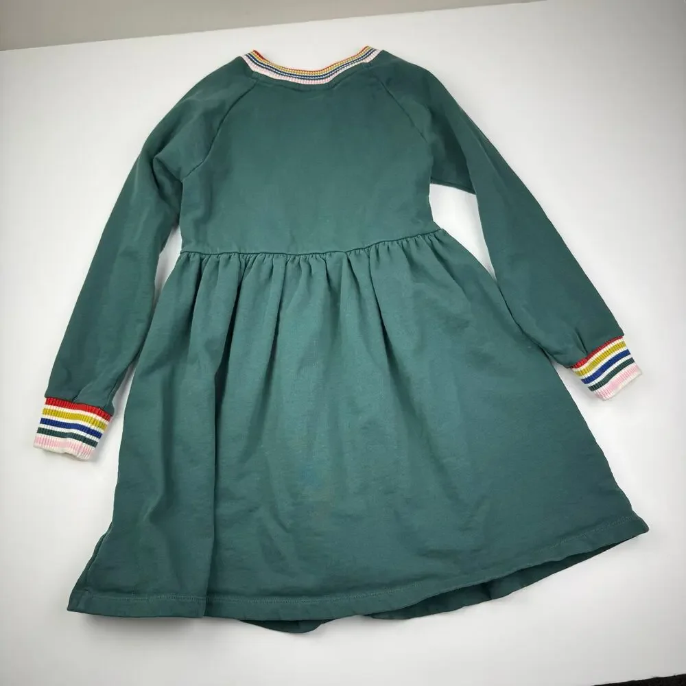 Hanna Andersson Green Rainbow Cuff French Terry Dress